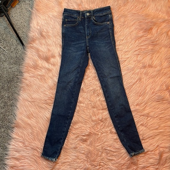 We The Free Free People Dark Wash High Rise Stretch Skinny Jeans Size 24 - Picture 2 of 8